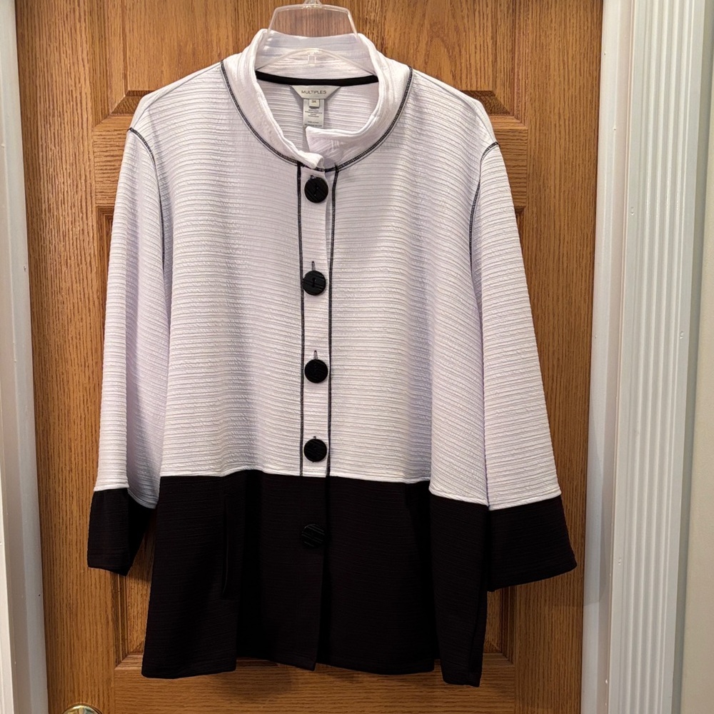 Multiples - Black & White Button Down Top